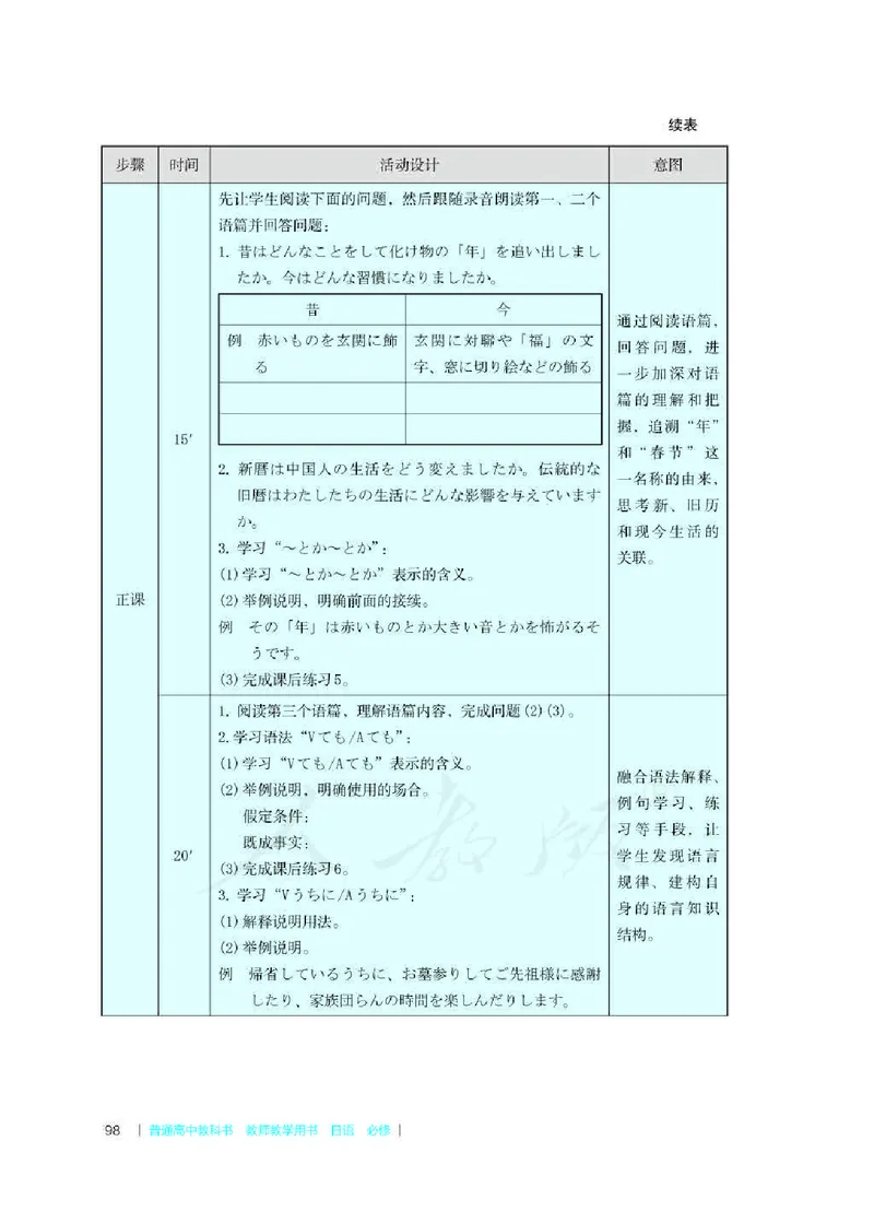 日语必修（第二册）教师用书_电子课本_高中教学用书_2019新人教版
