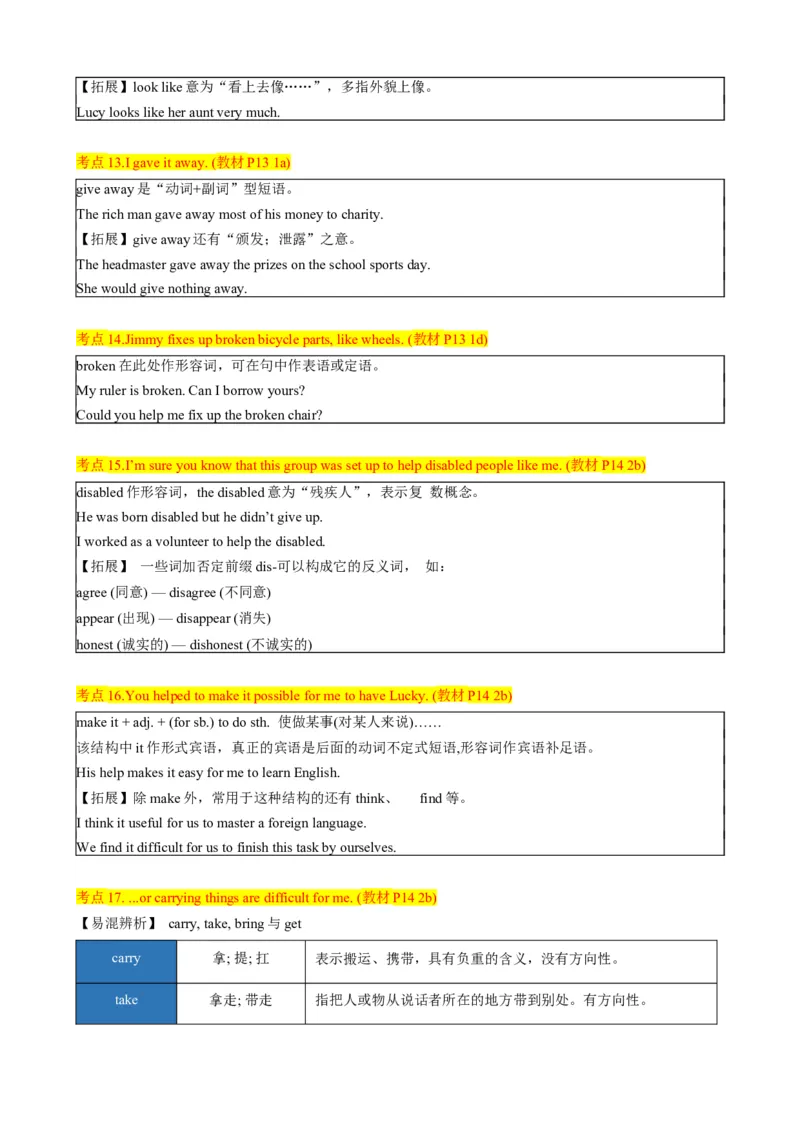 背默Unit2I'llhelptocleanupthecityparks知识清单（背诵版）_最新人教版英语八年级下册_旧版（有参考价值）_版本二_八年级英语下册（人教版）_同步知识背默-V30