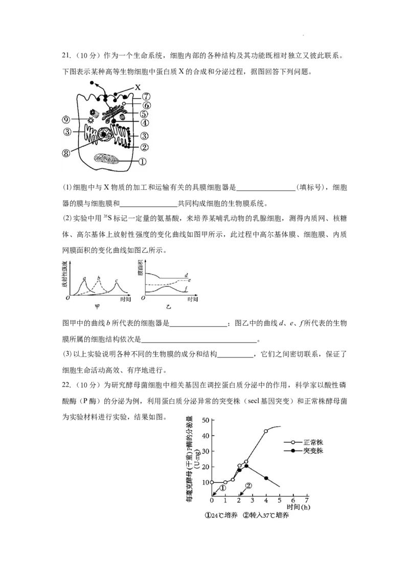 湖南省颐华高级中学2025-2026学年高一上学期期中考试生物试题_2025年12月高一试卷_251201湖南省岳阳市平江县颐华学校2025-2026学年高一上学期期中考试（全）