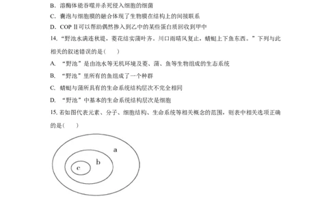 湖南省颐华高级中学2025-2026学年高一上学期期中考试生物试题_2025年12月高一试卷_251201湖南省岳阳市平江县颐华学校2025-2026学年高一上学期期中考试（全）