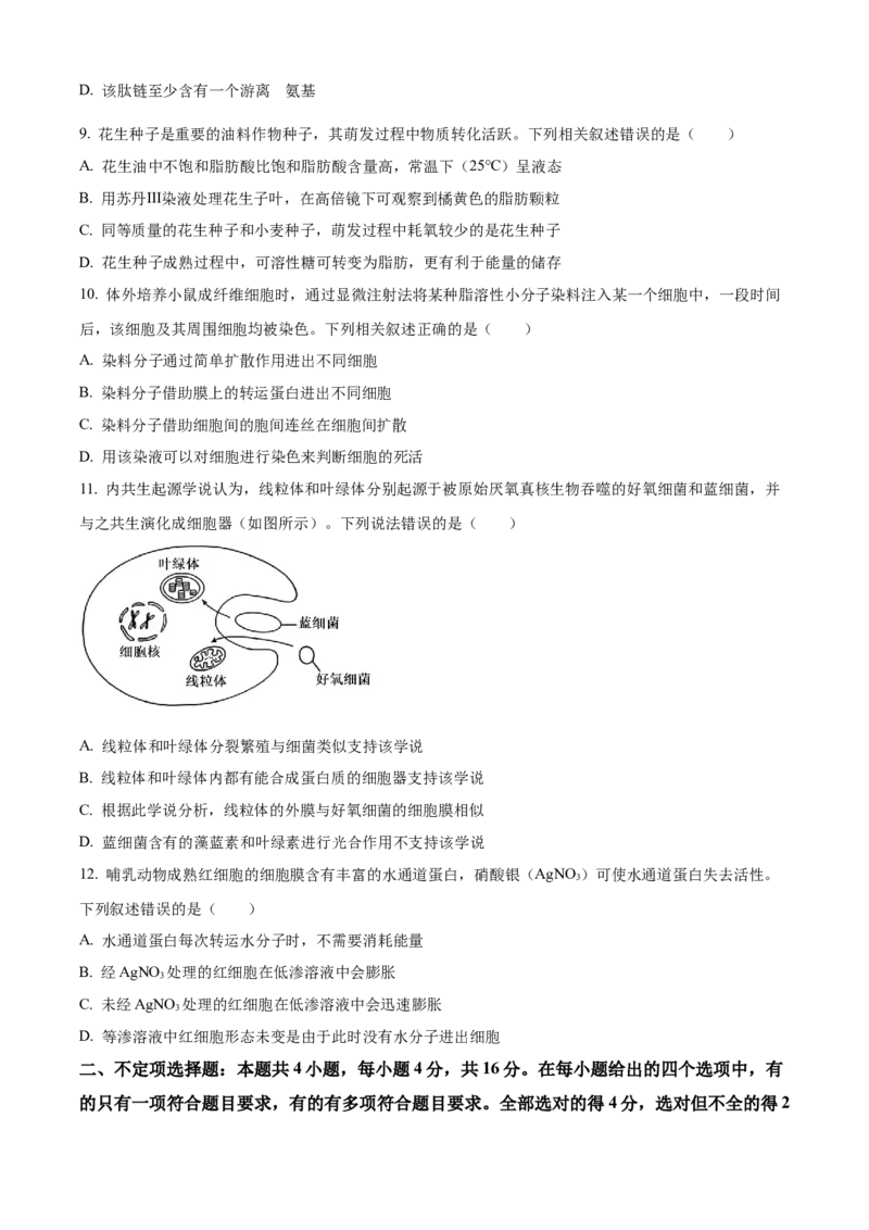 湖南省五市十校2025-2026学年高一上学期12月联考生物试题（原卷版）_2026年01月高一试卷_260101湖南省名校联盟暨五市十校联考2025-2026学年高一上学期12月联考