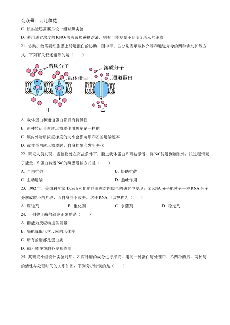 甘肃省天水市甘谷县2024-2025学年高一上学期11月月考生物试题Word版无答案_2024年12月试卷_1229甘肃省天水市甘谷县2024-2025学年高一上学期11月联考