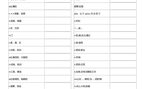八年级下册单词英汉互译默写-正序21页_最新人教版英语八年级下册_旧版（有参考价值）_版本二_八年级英语下册（人教版）_单词专项