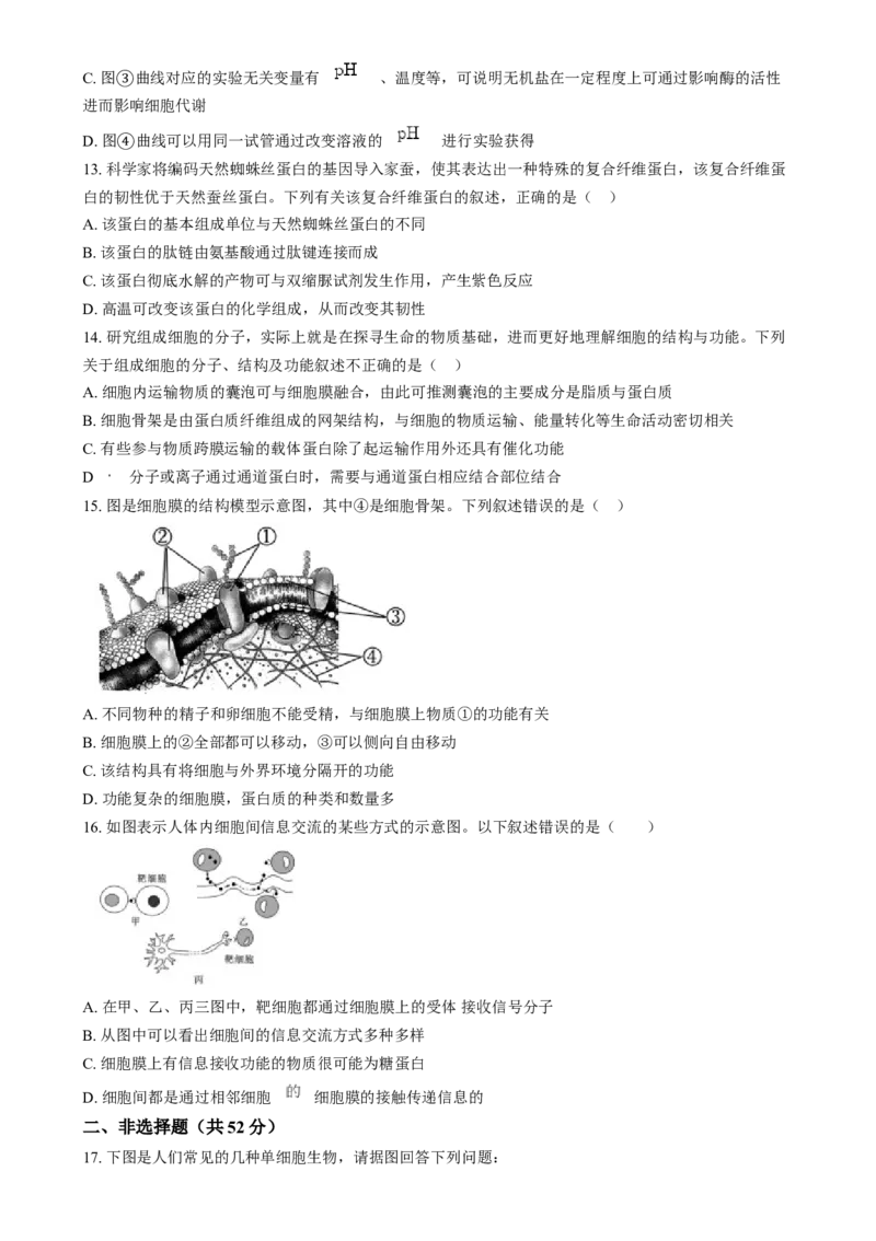 湖南省岳阳市岳阳县第一中学2024-2025学年高一上学期12月月考生物试题Word版无答案_2025年01月试卷_0104湖南省岳阳市岳阳县第一中学2024-2025学年高一上学期12月月考