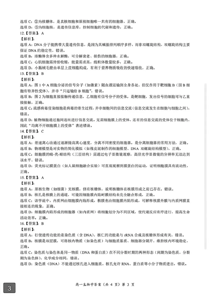 湖北省黄石市2025-2026学年高一上学期期中考试生物PDF版含解析_2025年12月高一试卷_251222湖北省黄石市2025-2026学年高一上学期期中考试（全）