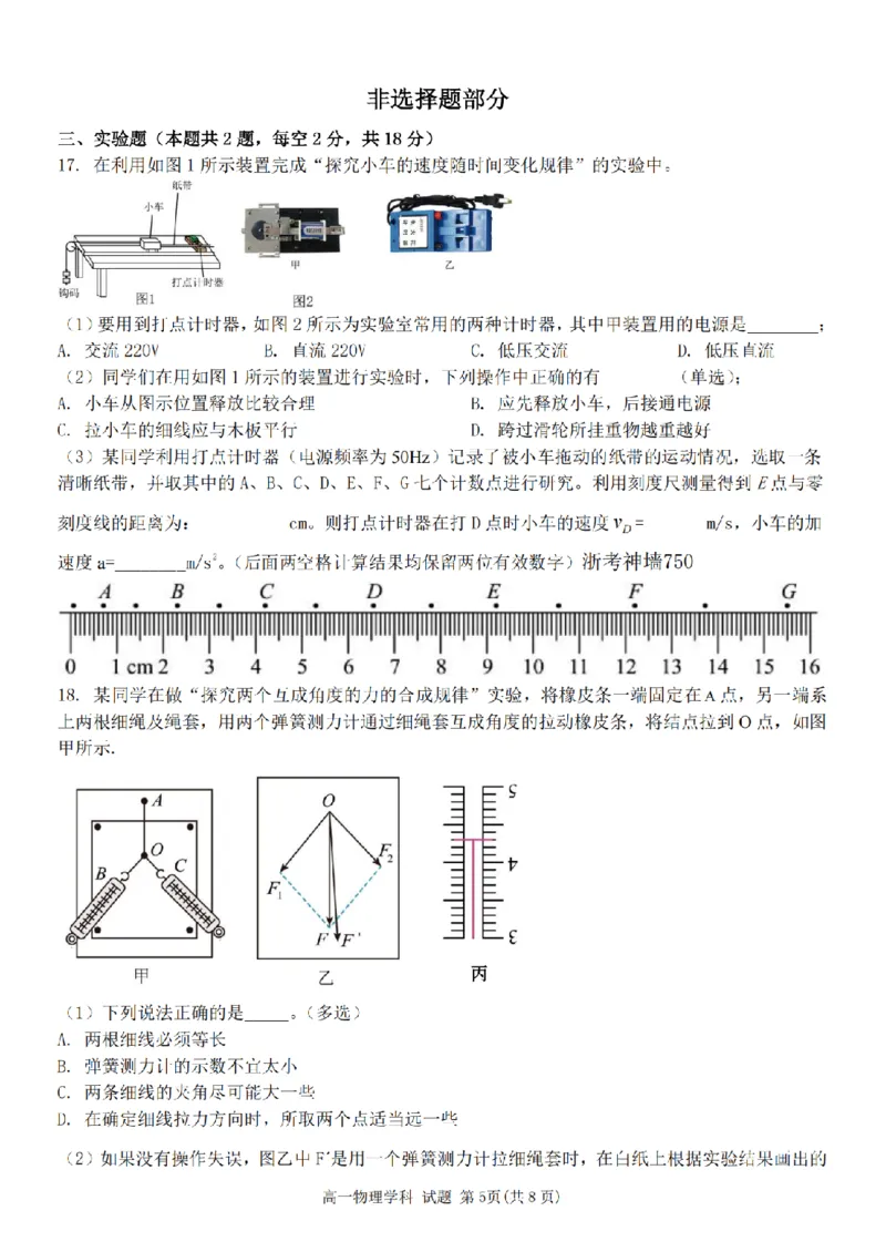 物理卷-2511高一丽水发展共同体_2025年12月高一试卷_251210浙江省丽水发展共同体2025-2026学年高一上学期11月期中（全）