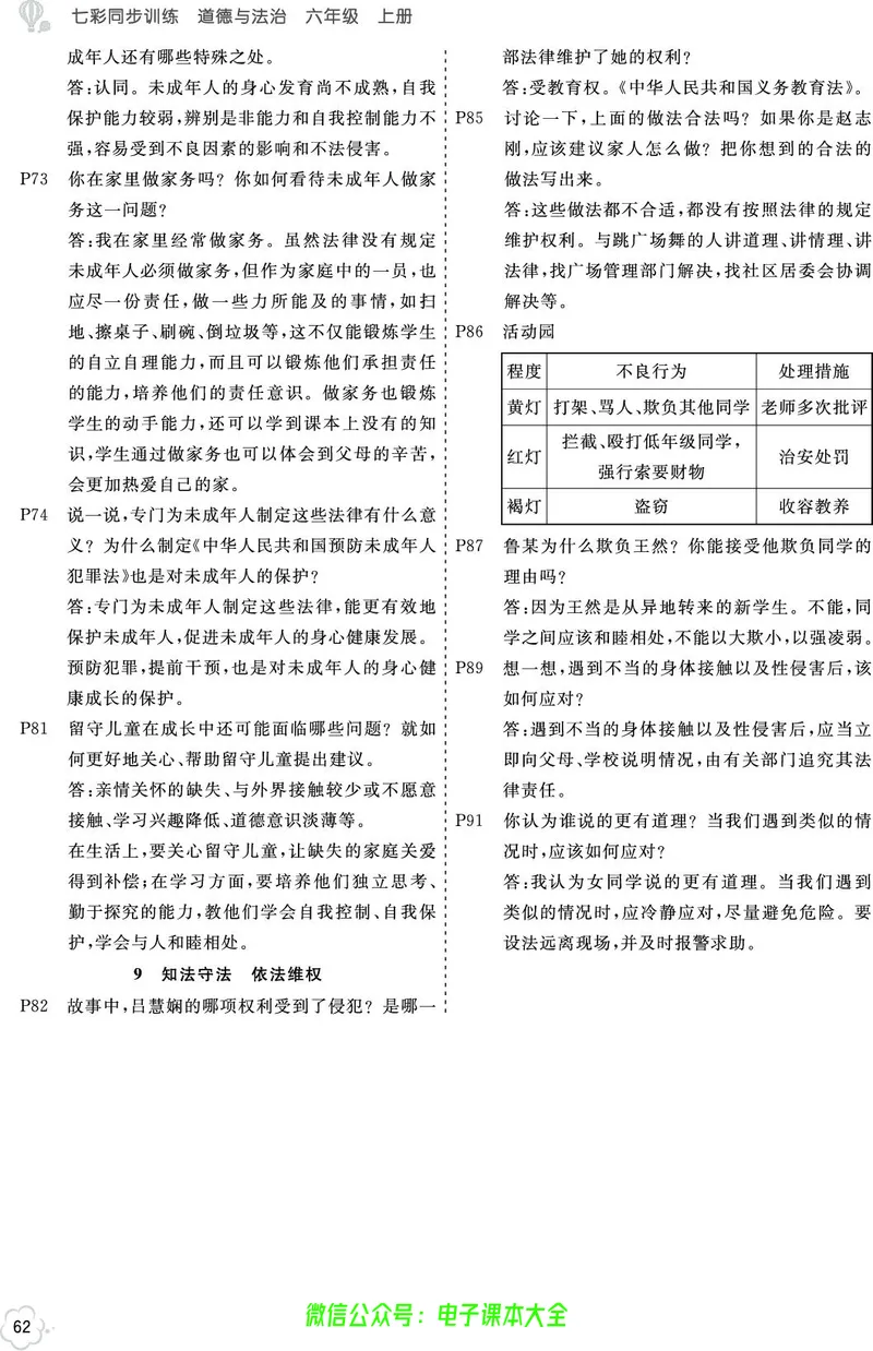 道法6a_A493小学道法_人教版小学道德与法治教学资源包_小学道法（预习复习资料大礼包）_《七彩同步训练》