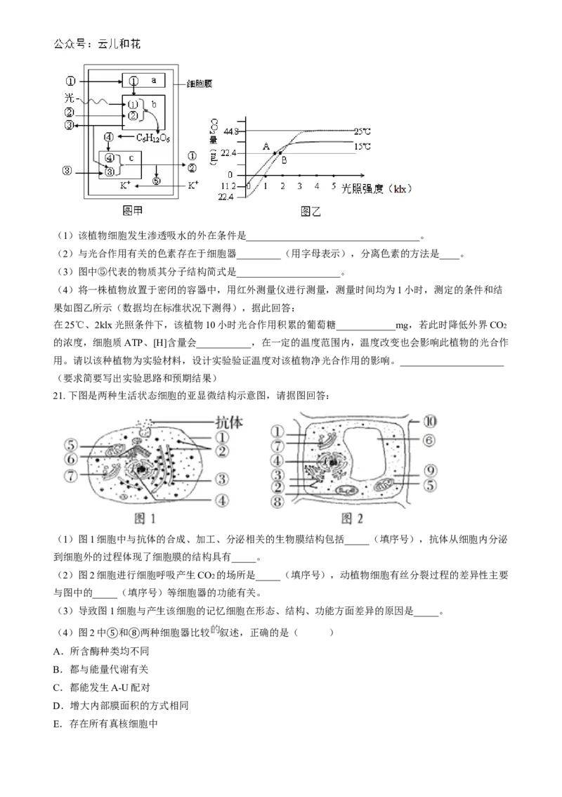 湖南省长沙市第十一中学2024-2025学年高一上学期12月月考生物试题（原卷版）_2025年01月试卷_0103湖南省长沙市第十一中学2024-2025学年高一上学期12月考试