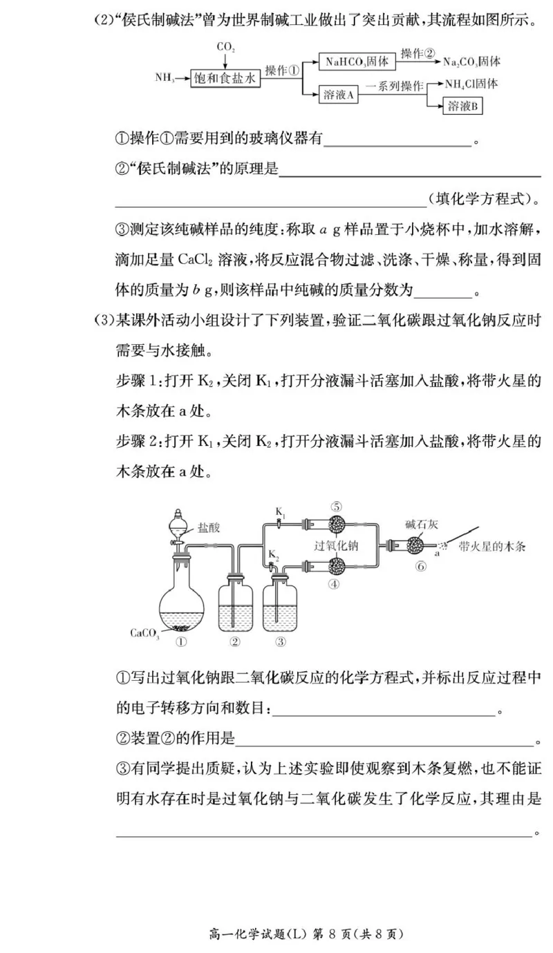 湖南长郡中学2026年高一下学期寒假检测化学试题_副本_2026年03月高一试卷_260325湖南长沙市长郡中学2025-2026学年高一下学期入学考试全科