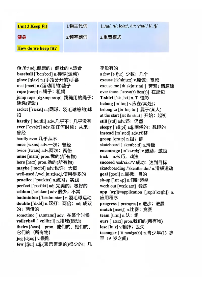 人教七下配套课堂笔记_最新人教版英语七年级下册_七下英语2025版_课堂笔记