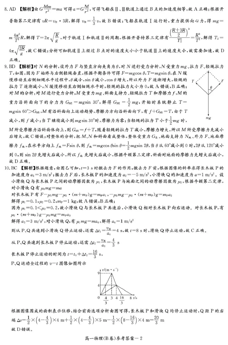 物理B答案（高一4月期中）_2025年04月试卷_0422湖南省名校联考联合体2024-2025学年高一下学期期中考试_湖南省名校联考联合体2024-2025学年高一下学期期中考试物理试题扫描版含解析