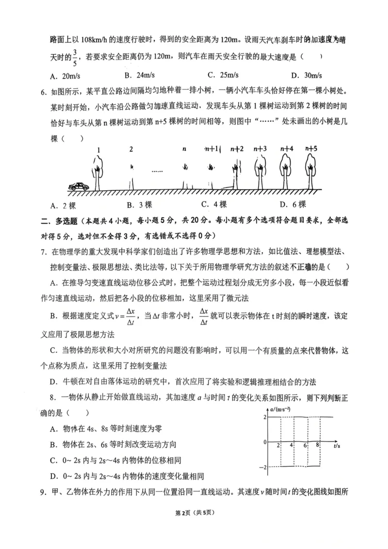 湖南省长沙麓山国际实验学校2025-2026学年高一上学期10月月考物理试卷（PDF版，含解析）_2025年10月高一试卷_251029湖南省长沙麓山国际实验学校2025-2026学年高一上学期10月月考（全）