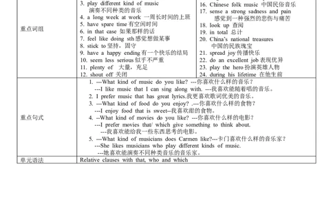 推荐Unit9IlikemusicthatIcandanceto.(学案3)_最新人教版英语九年级全册_新更新初中英语9全_06导学案_导学案（3）无答案，需要答案的话返回看02编号里面的学案