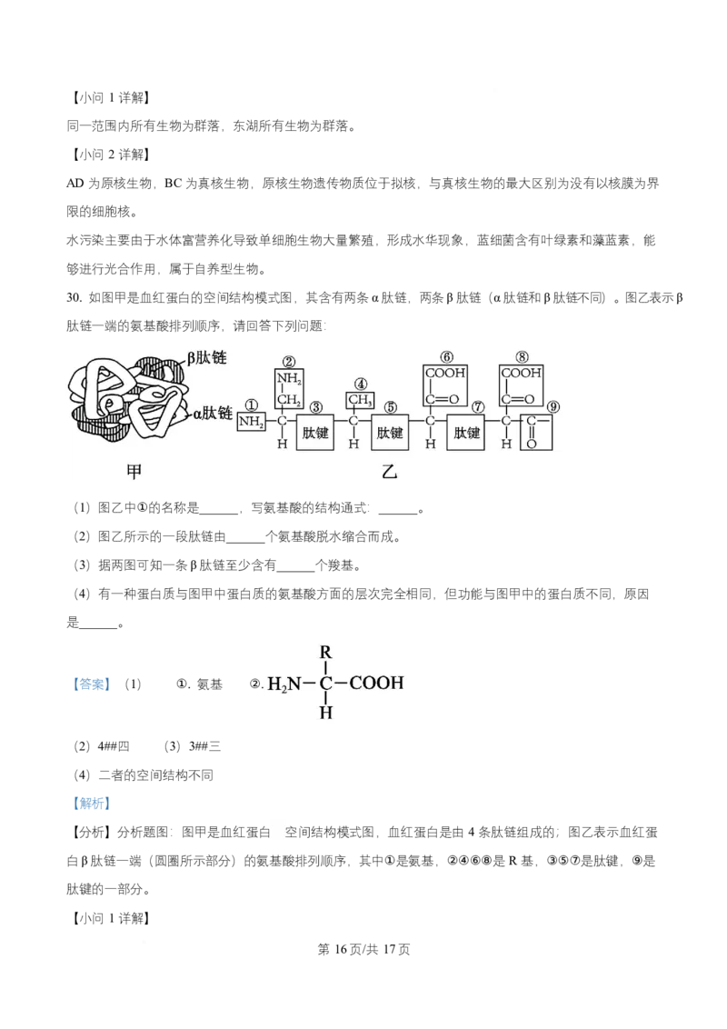 湖南省长沙市天心区长沙市明德中学2025-2026学年高一上学期10月月考生物试题Word版含解析_2025年11月高一试卷_251102湖南省长沙市明德中学2025-2026学年高一上学期10月月考