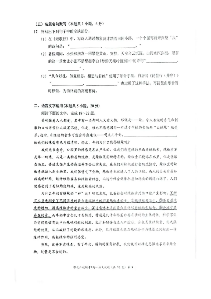 湖北鄂北六校2025-2026学年高一上学期11月期中联考语文试卷（图片版，含答案）_2025年11月高一试卷_251110河湖北鄂北六校2025-2026学年高一上学期11月期中联考（全）