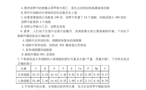湖南省长沙市麓山国际实验学校2025-2026学年高一上学期10月月考生物试题_2025年10月高一试卷_251029湖南省长沙麓山国际实验学校2025-2026学年高一上学期10月月考（全）