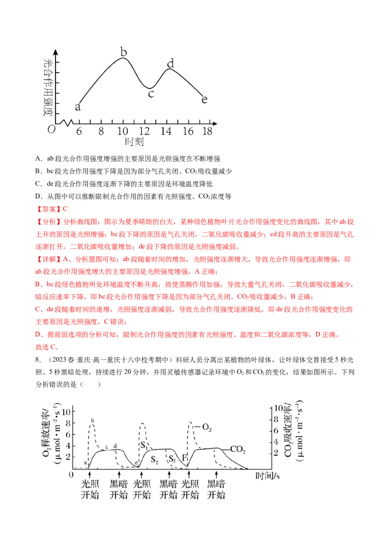 第10.2讲光合作用的影响因素和应用（练习）（解析版）_新高考复习资料_2024年新高考复习资料_一轮复习资料_完2024年高考生物一轮复习讲练测(课件+讲义+练习)（新高考）_讲义+练习