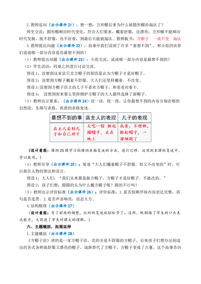 26方帽子店优质教案_部编人教版3年级下册语文_（赠送）新版-2025年2月三年级下册语文资料(课件+教案)(赠送资料-不需要就不下载)_8.第八单元_26方帽子店_教案
