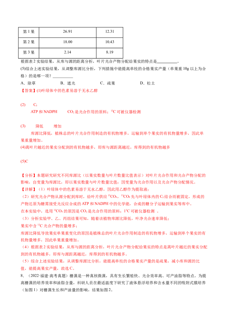 第10讲光合作用（第二课时）（练习）（解析版）_2025年新高考资料_一轮复习_2025年高考生物一轮复习讲练测（新教材新高考）