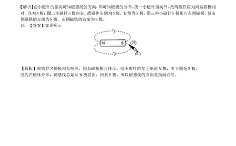 磁现象磁场巩固练习_初物_1初中物理_初三物理_磁现象磁场