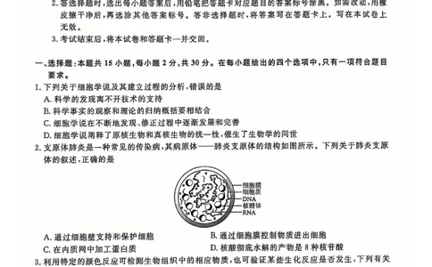 生物试题_2024年12月试卷_1206辽宁省名校联盟普通高中2024-2025学年高一12月月考_辽宁省名校联盟2024-2025学年高一12月联合考试生物试卷