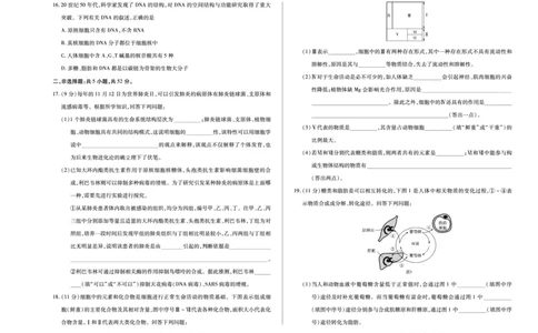 生物陕西高一一联试卷_2025年10月高一试卷_251021天一大联考&middot;陕西省2025-2026学年上学期高一年级阶段性测试（一）（全）
