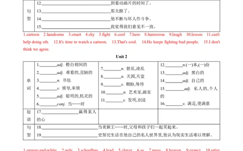 （同步100分背默）Module5Cartoons知识清单（背诵版）_最新人教版英语八年级下册_旧版（有参考价值）_版本二_八年级英语下册（人教版）_同步知识背默-V30
