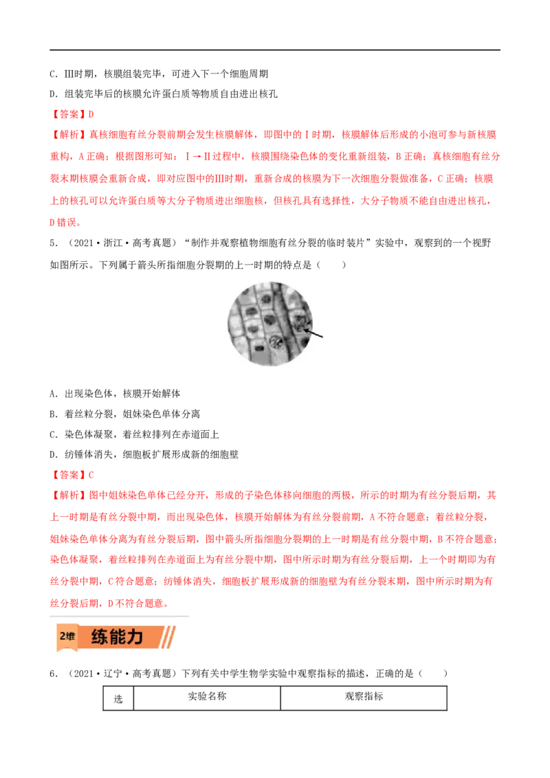 第10练细胞增殖（解析版）_新高考复习资料_2023年新高考复习资料_一轮复习_2023年高考生物一轮复习小题多维练（新高考专用）