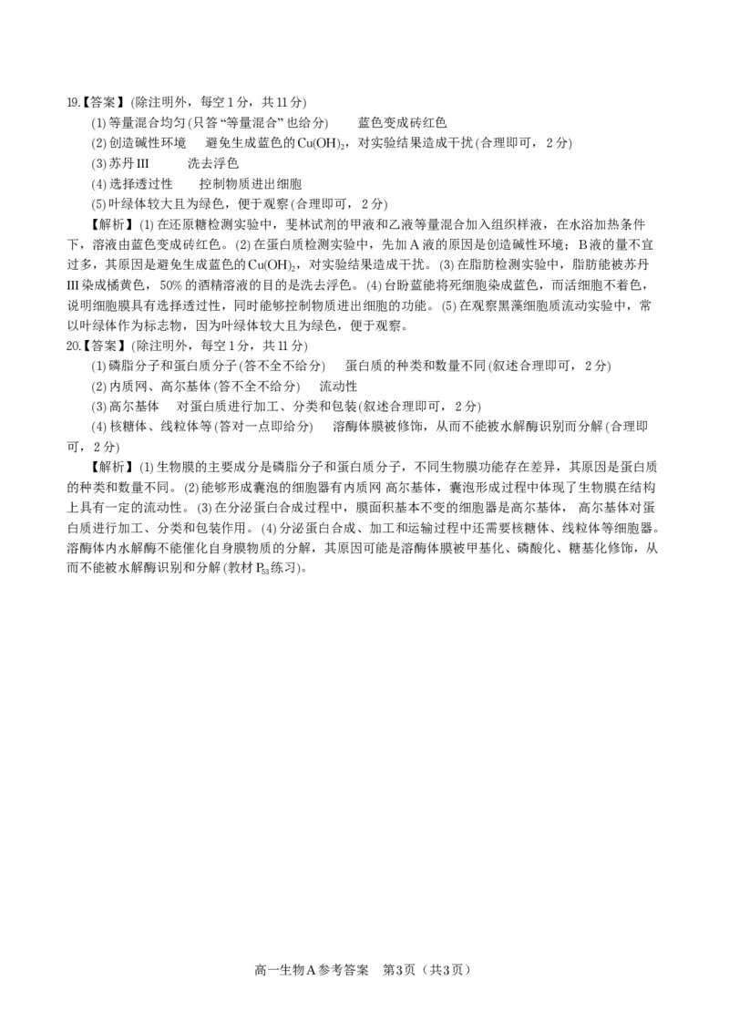 生物答案A&middot;安徽省皖江名校联盟2025-2026学年高一上学期期中联考_2025年11月高一试卷_251121安徽省皖江名校联盟2025-2026学年高一上学期期中联考（全）