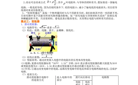 电阻变阻器知识讲解（提高）_初物_1初中物理_4初三物理人教版知识导学_25电阻变阻器（提高）