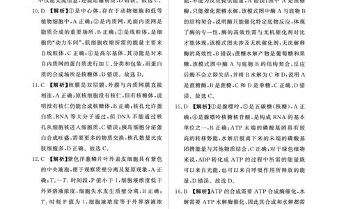生物答案-高一青桐鸣大联考2025年12月联考_2025年12月高一试卷_251221河南省青桐鸣大联考2025-2026学年高一上学期12月月考（全）