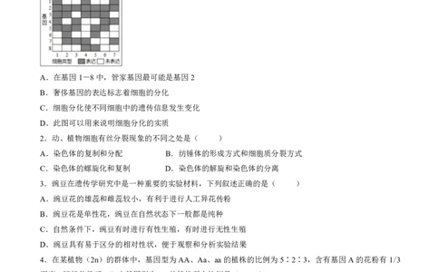 生物-山西省太原地区2025-2026学年高一第二学期第一次月考_2026年04月高一试卷_260412山西省太原地区2025-2026学年高一第二学期第一次月考