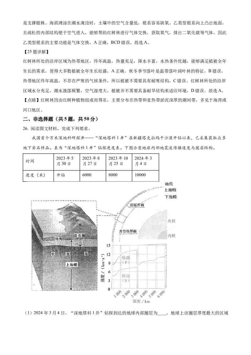 福建省福州市2024-2025学年高一上学期期末地理试卷Word版含解析_2025年03月试卷_0314福建省福州市2024-2025学年高一上学期期末考试