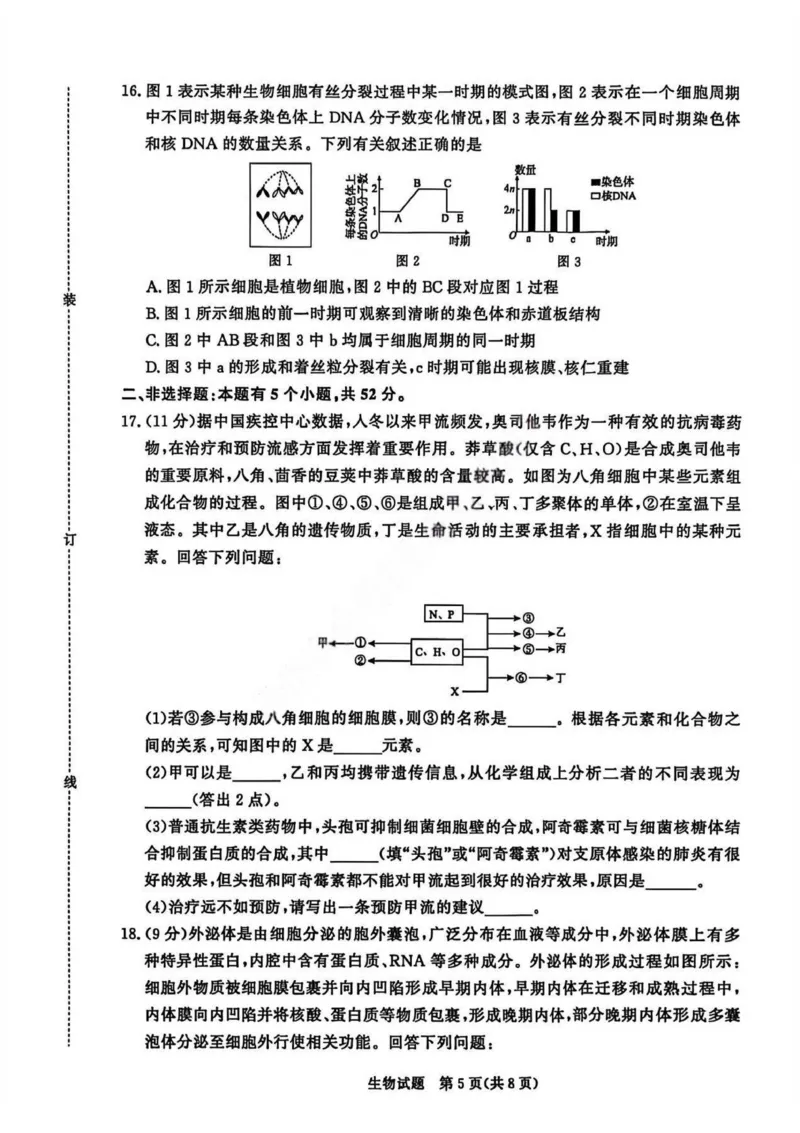 生物试卷_2026年02月高一试卷_260205青桐鸣大联考河南省普通高中2025-2026学年（上）高一年级期末考试（全）_河南省普通高中2025-2026学年（上）高一年级期末考试生物试题含答案