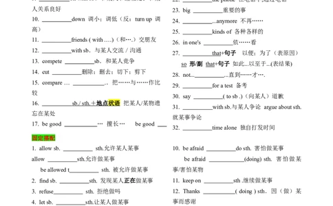 （同步100分背默）Unit4Whydon'tyoutalktoyourparents？知识清单（默写版）_最新人教版英语八年级下册_旧版（有参考价值）_版本二_八年级英语下册（人教版）_同步知识背默-V30