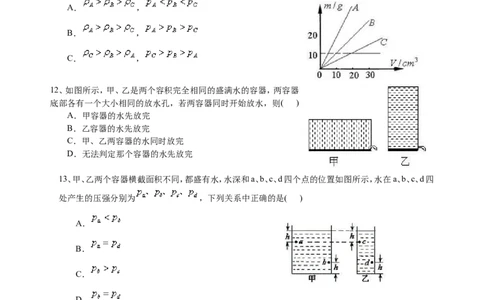 液体压强（基础）巩固练习_初物_1初中物理_4初二物理人教版知识导学