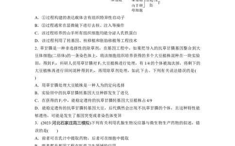 第10单元　课时练7　基因工程的应用和蛋白质工程_新高考复习资料_2024年新高考复习资料_一轮复习资料_完2024生物步步高大一轮复习（课件+讲义）_学生版在此文件夹_一轮复习69练