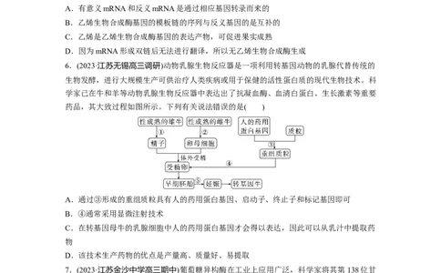 第10单元　课时练7　基因工程的应用和蛋白质工程_新高考复习资料_2024年新高考复习资料_一轮复习资料_完2024生物步步高大一轮复习（课件+讲义）_学生版在此文件夹_一轮复习69练