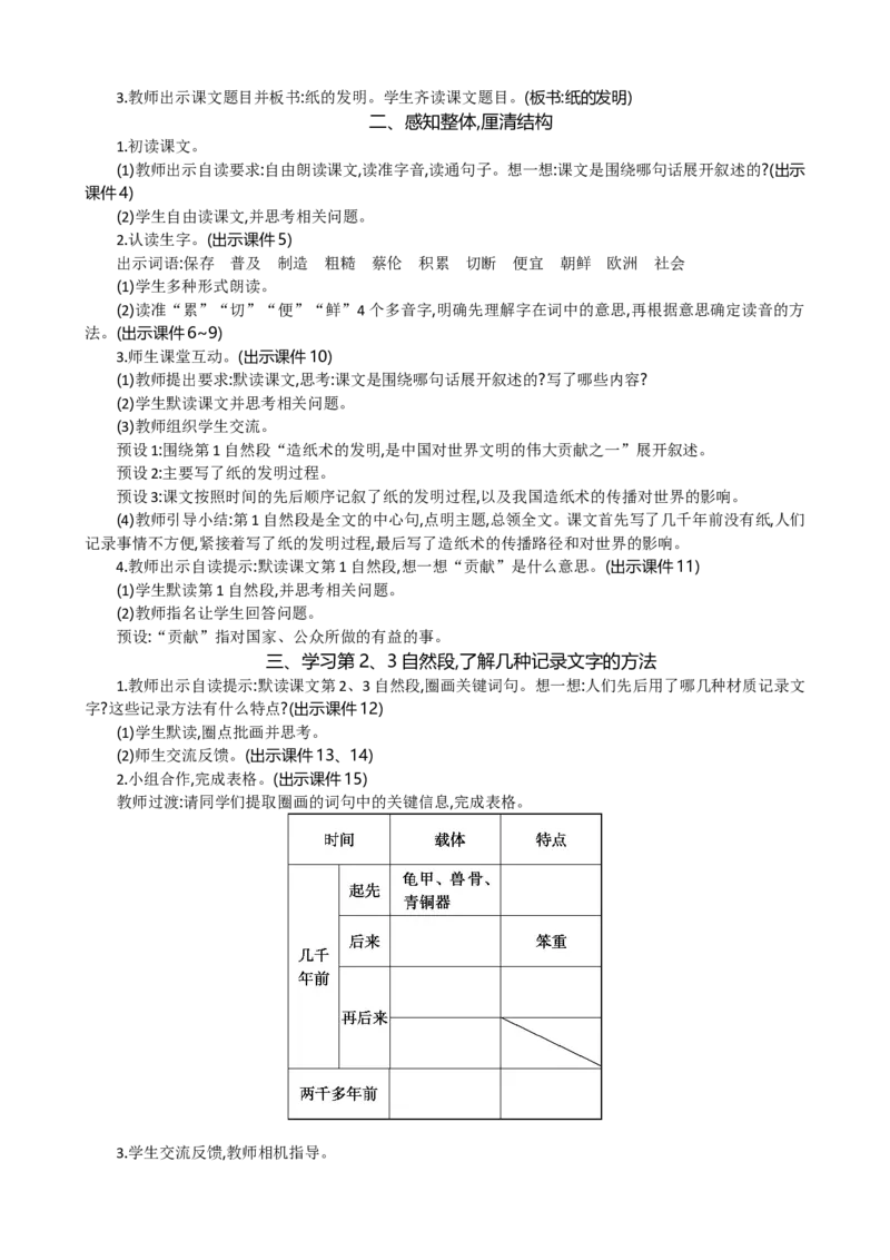 10纸的发明精华版教案_部编人教版3年级下册语文_（赠送）新版-2025年2月三年级下册语文资料(课件+教案)(赠送资料-不需要就不下载)_3.第三单元_10纸的发明_教案