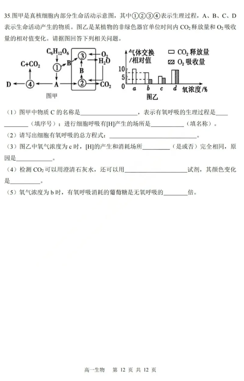 生物-黑龙江省哈三中2025-2026学年高一上学期12月月考_2025年12月高一试卷_251213黑龙江省哈三中2025-2026学年高一上学期12月月考