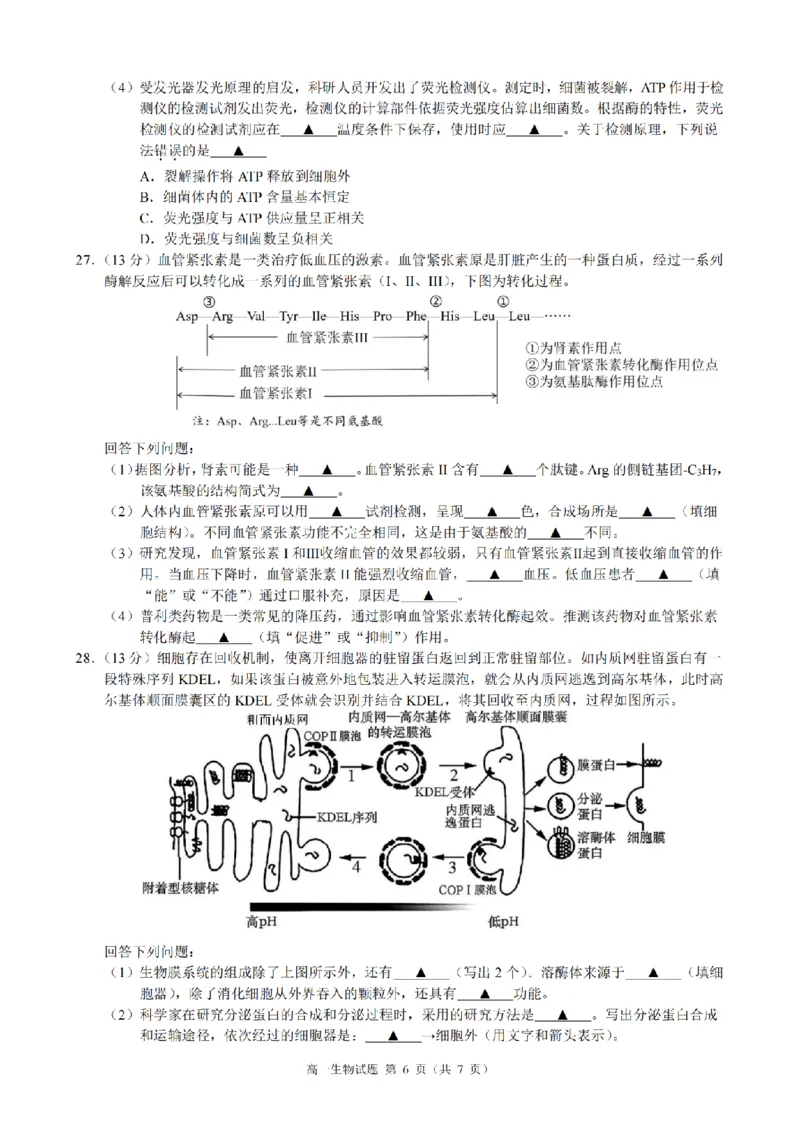 生物卷-2511高一9+1联盟_2025年12月高一试卷_251205浙江省9+1联盟2025-2026学年高一上学期期中考试（全）_浙江省9+1高中联盟2025-2026学年高一上学期11月期中考试生物试题（图片版，含答案）