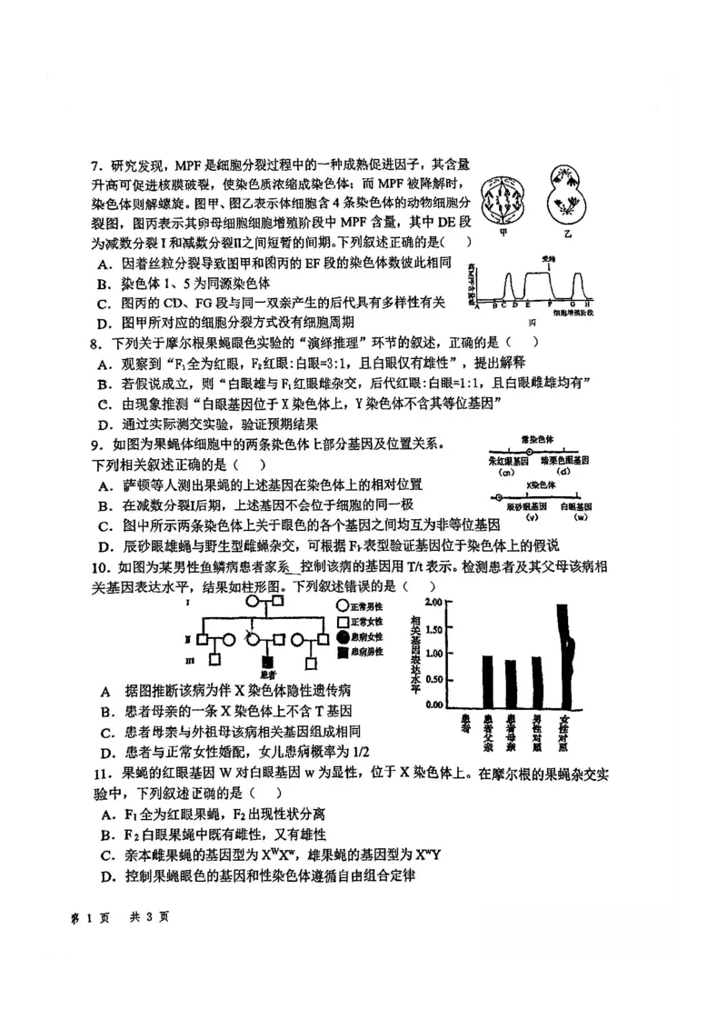 生物-山东省青岛二中2025-2026学年高一第二学期3月份阶段练习一_2026年04月高一试卷_260408山东省青岛二中2025-2026学年高一第二学期3月份阶段练习一