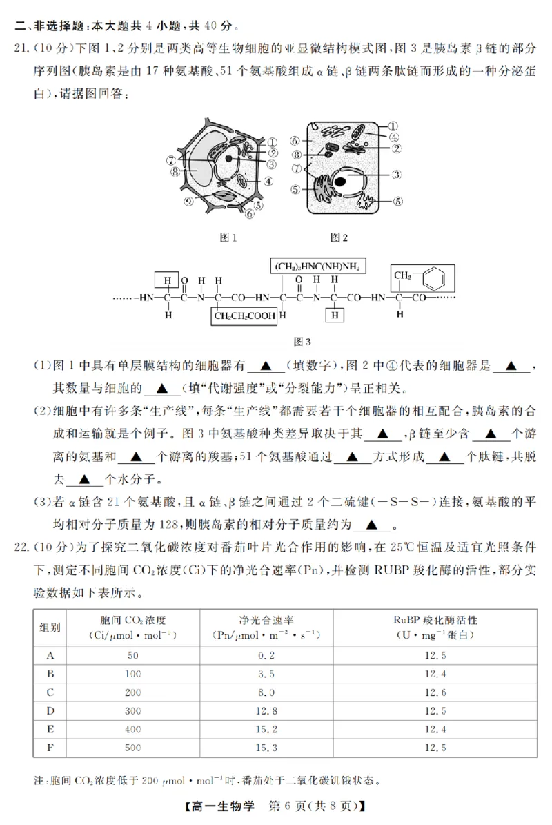 生物卷-2603高一强基联盟_2026年03月高一试卷_260308浙江强基联盟2026年3月高一联考