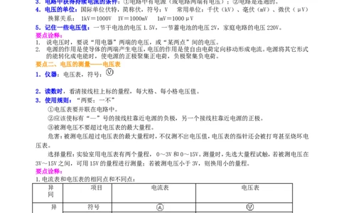 电压（提高）知识讲解_初物_1初中物理_4初三物理人教版知识导学_21电压（提高）