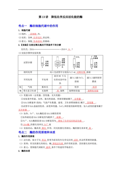 第13讲降低化学反应活化能的酶-精准备考备战2023年高考生物一轮复习精品讲义（生物学必修1）（解析版）_通用版（老高考）复习资料_2023年复习资料_一轮复习