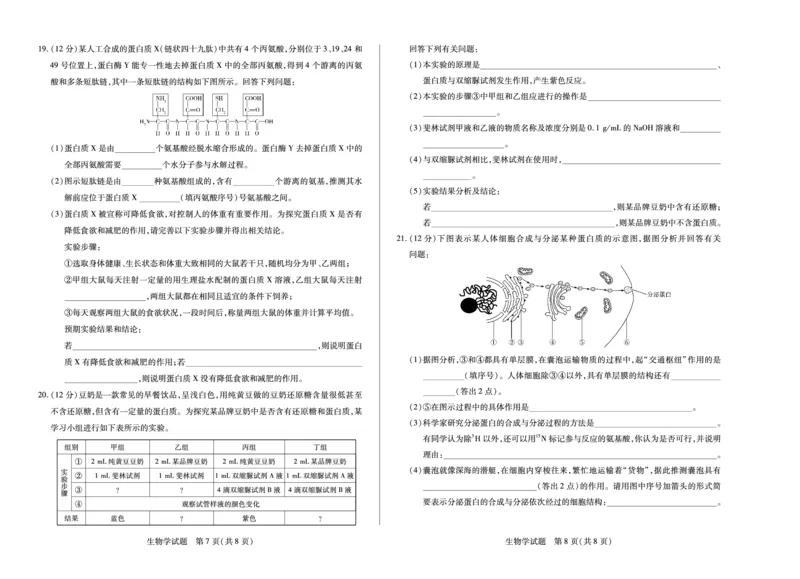 生物学江西高一上期中_2025年12月高一试卷_251206江西省天一大联考2025-2026学年（上）高一年级期中考试（全）