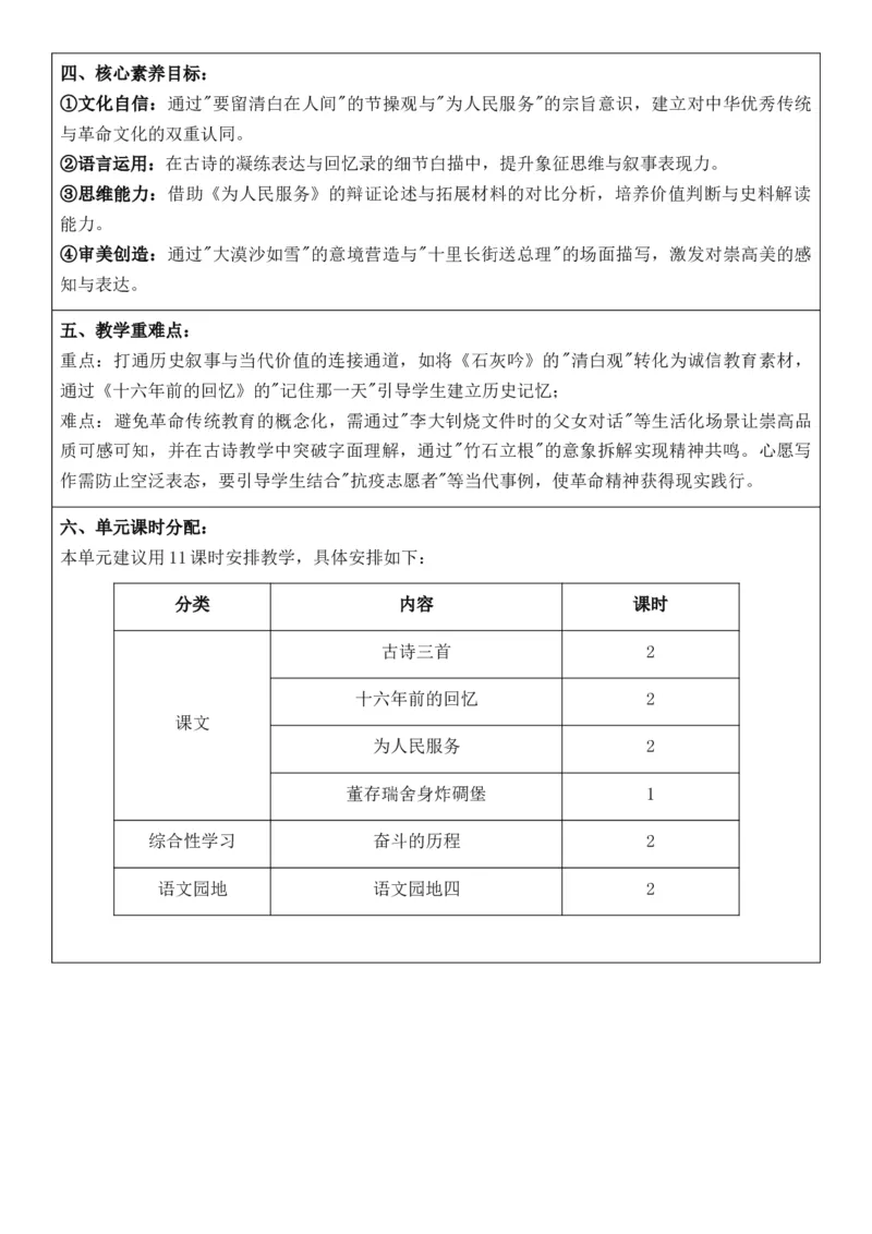 2026年春期部编人教版6年级下册语文核心素养教案（反思有内容）（第4单元）_部编人教版6年级下册语文_2026年春期-6年级下册教案_单元教案