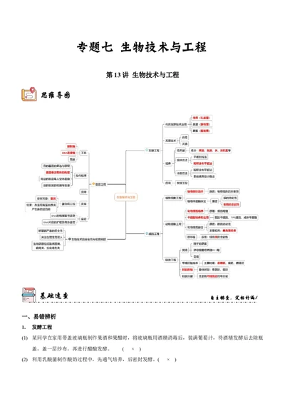 第13讲生物技术与工程（讲练）（解析版）_新高考复习资料_2023年新高考复习资料_二轮复习_2023年高考生物二轮复习讲练测（新教材专用）