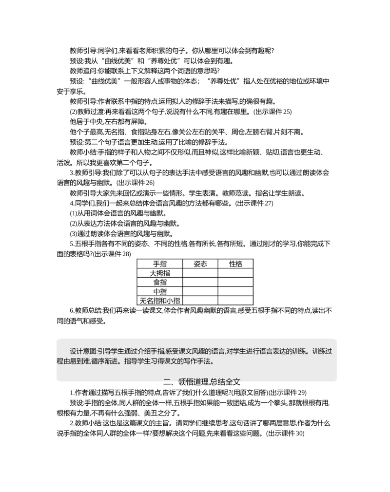 22手指精华版教案_部编人教版5年级下册语文_（赠送）新版-2025年2月五年级下册语文资料(课件+教案)(赠送资料-不需要就不下载)_8.第八单元_22手指_教案