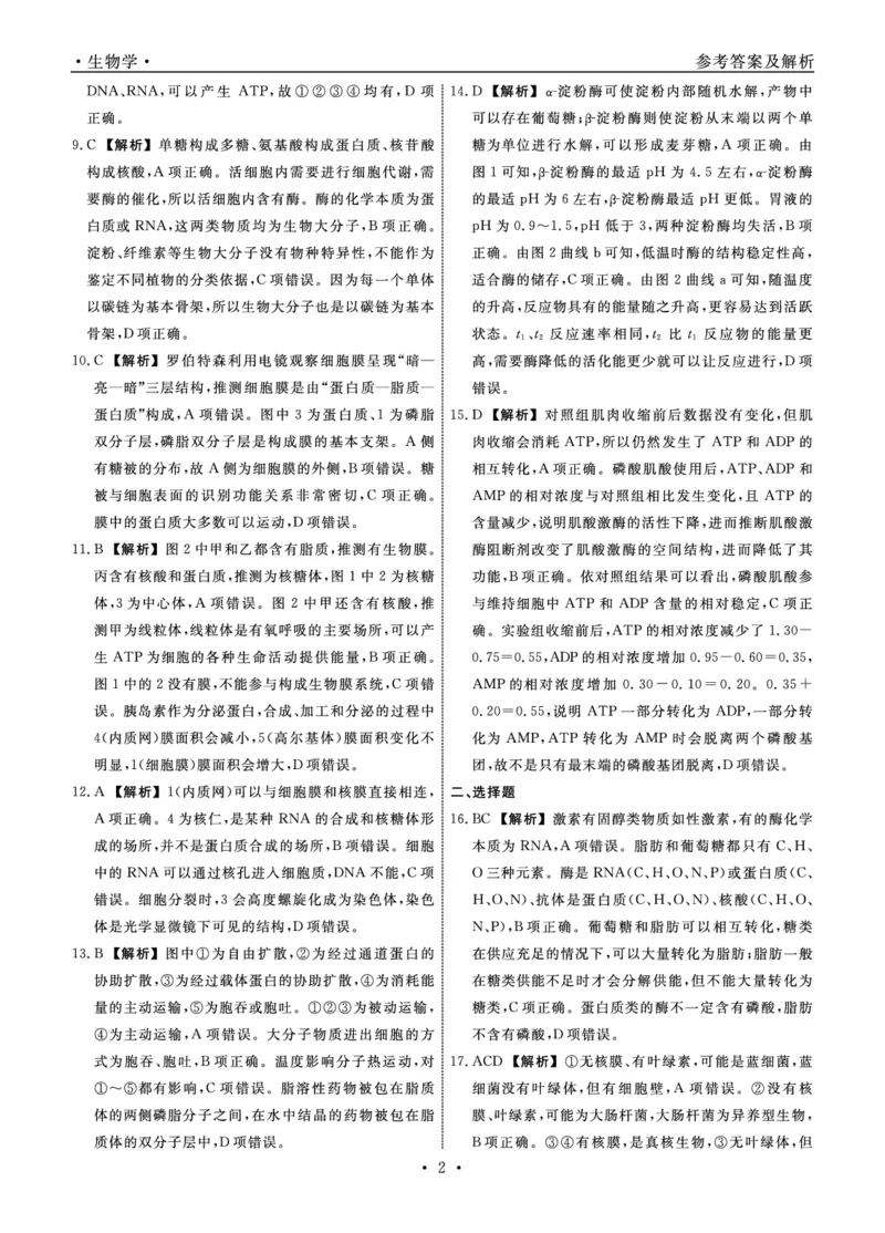 生物2025年辽宁高一12月联考答案_2025年12月高一试卷_251215辽宁省名校联盟2025-2026学年高一上学期12月联合考试（全）_辽宁省名校联盟2025-2026学年高一上学期12月联合考试生物试卷含答案